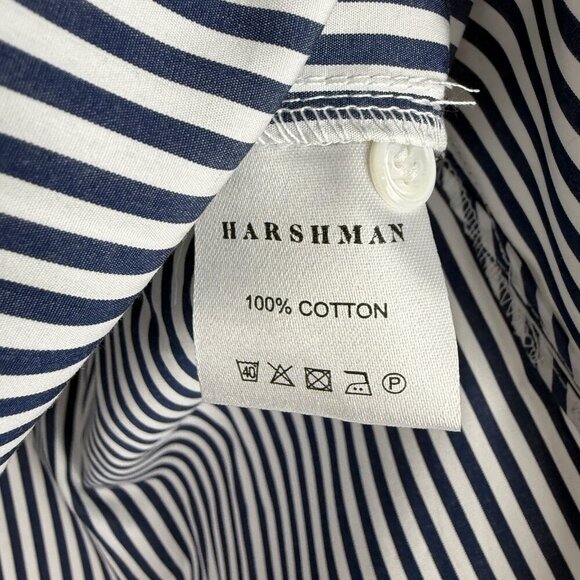 Harshman Blouse XS Stripe Stephanie Long Sleeve Contrast Button Shirt Anthro - Picture 8 of 11